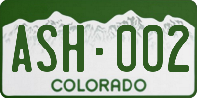 CO license plate ASH002