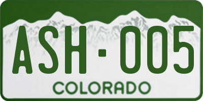 CO license plate ASH005