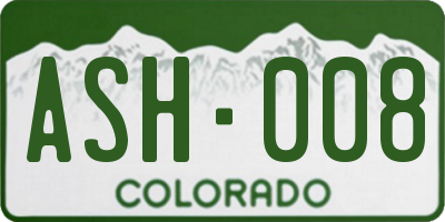 CO license plate ASH008