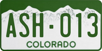 CO license plate ASH013