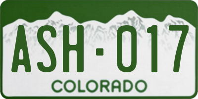 CO license plate ASH017