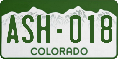 CO license plate ASH018