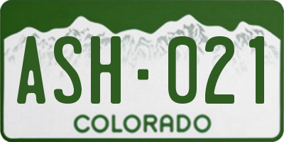 CO license plate ASH021