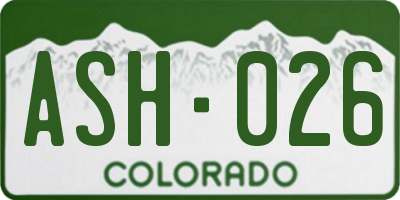 CO license plate ASH026