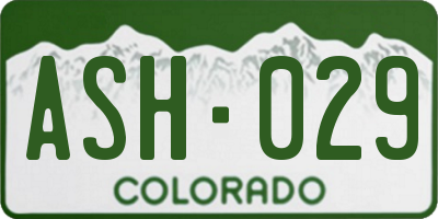 CO license plate ASH029