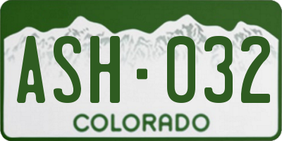 CO license plate ASH032