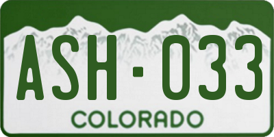 CO license plate ASH033