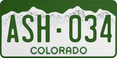 CO license plate ASH034
