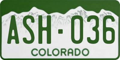 CO license plate ASH036