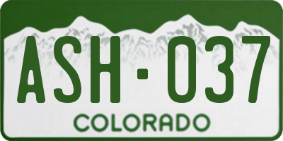 CO license plate ASH037