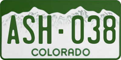 CO license plate ASH038