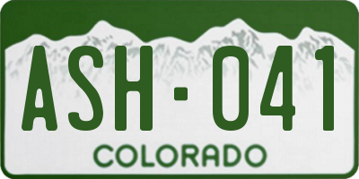 CO license plate ASH041