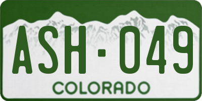CO license plate ASH049