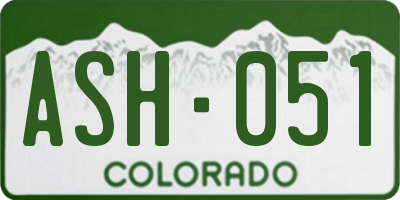 CO license plate ASH051