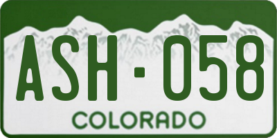 CO license plate ASH058