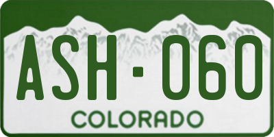 CO license plate ASH060