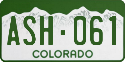 CO license plate ASH061