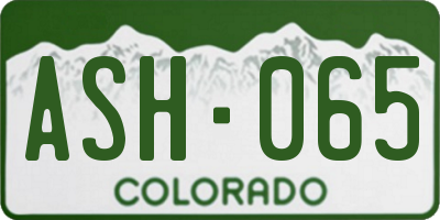 CO license plate ASH065