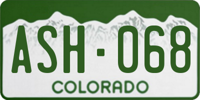 CO license plate ASH068