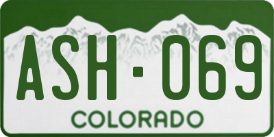 CO license plate ASH069