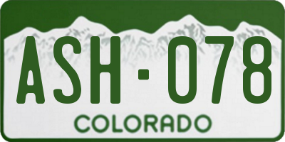 CO license plate ASH078