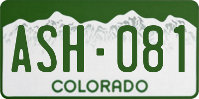 CO license plate ASH081