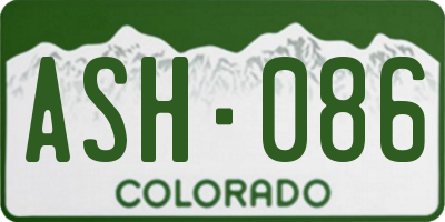 CO license plate ASH086