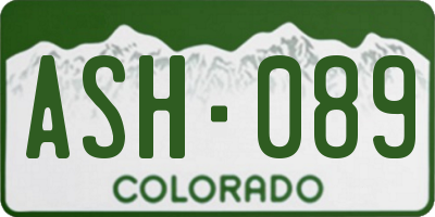 CO license plate ASH089
