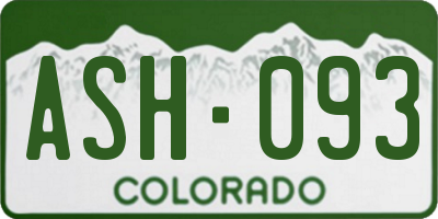 CO license plate ASH093