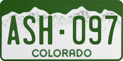 CO license plate ASH097