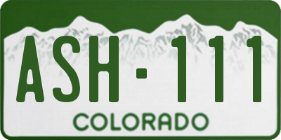 CO license plate ASH111