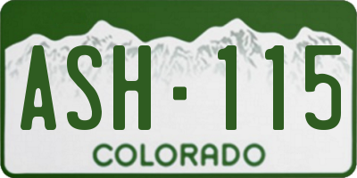 CO license plate ASH115
