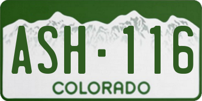 CO license plate ASH116