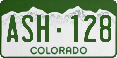 CO license plate ASH128