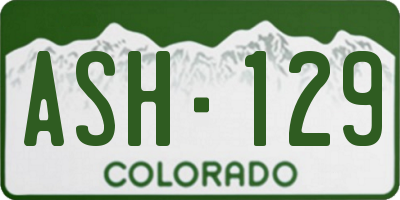 CO license plate ASH129