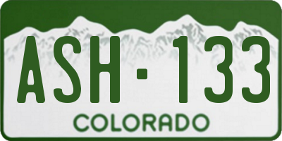 CO license plate ASH133