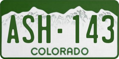 CO license plate ASH143