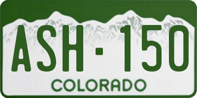 CO license plate ASH150