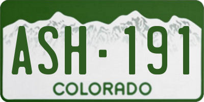 CO license plate ASH191
