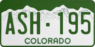 CO license plate ASH195