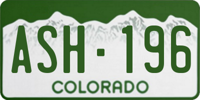 CO license plate ASH196