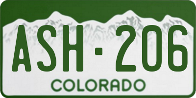 CO license plate ASH206