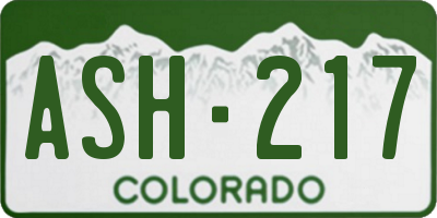 CO license plate ASH217