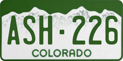 CO license plate ASH226