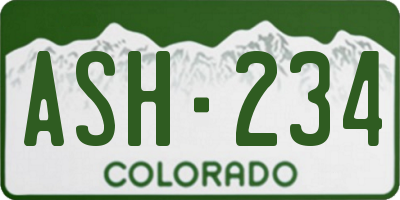 CO license plate ASH234