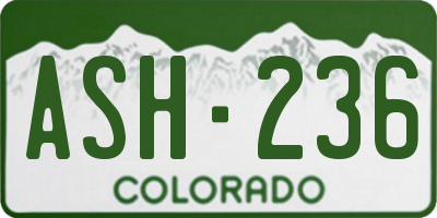 CO license plate ASH236