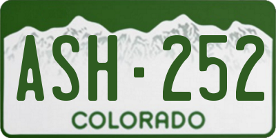 CO license plate ASH252