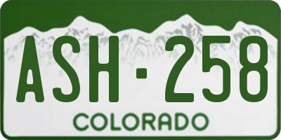 CO license plate ASH258