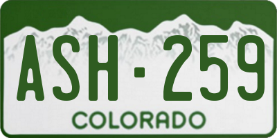 CO license plate ASH259