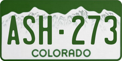 CO license plate ASH273